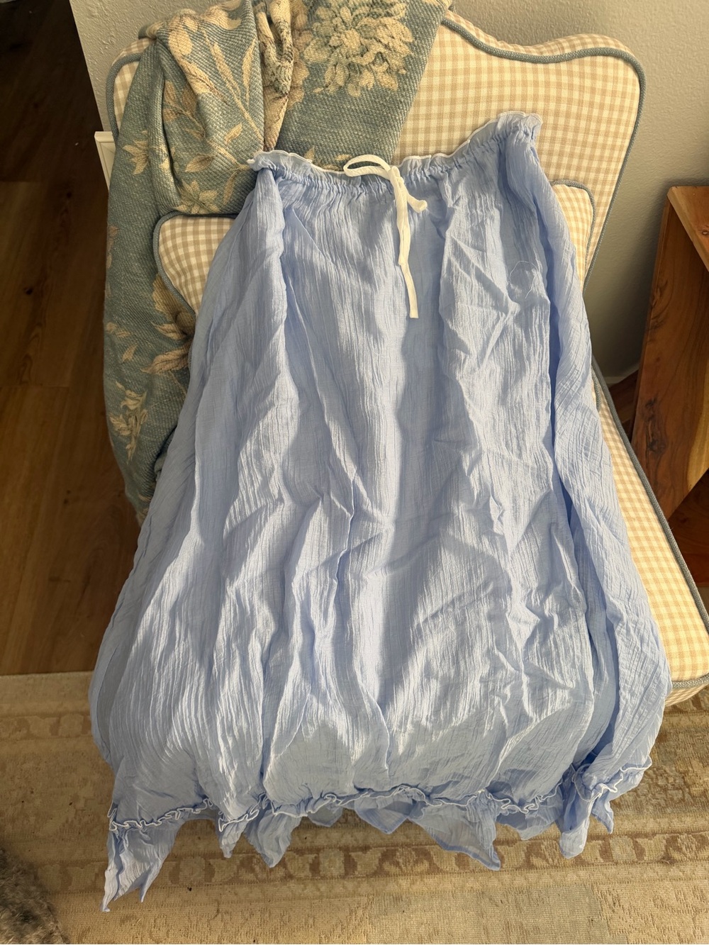 NWT 12th Tribe Powder Blue Crinkled Maxi Skirt